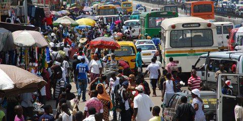 A crowded street in Ghana