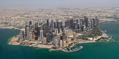 aerial view of Doha, Qatar